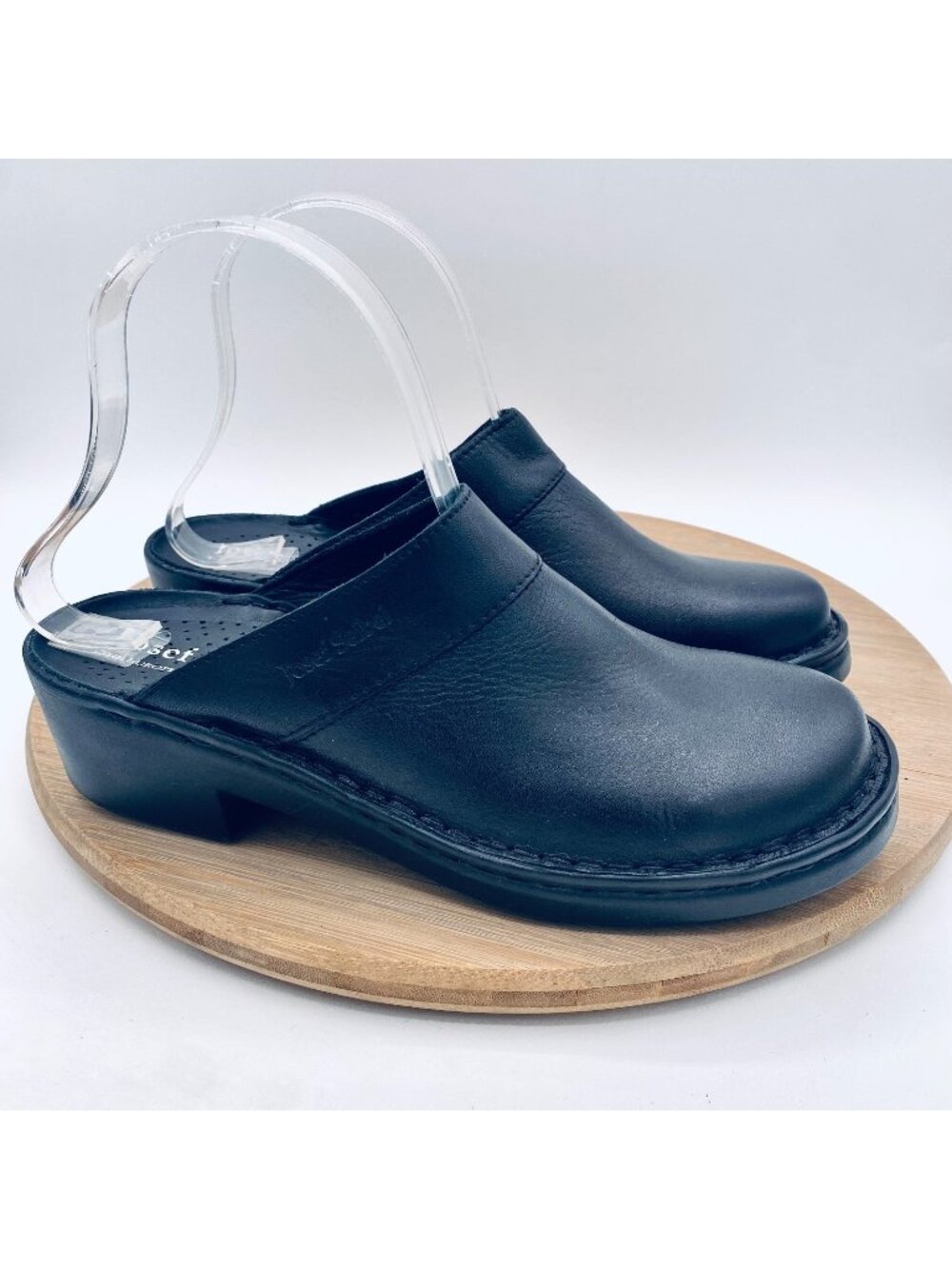 Joseph Seibel Shoes Womens 7 38 Black Leather Comfort Mules Minimalist Garden